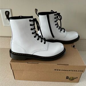 White Patent 1460 Dr Martens Boots With Side Zipper